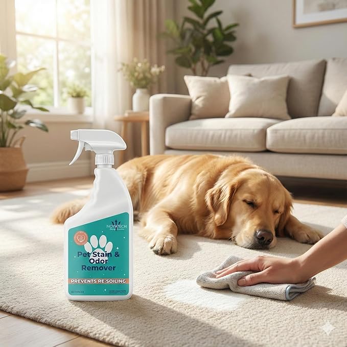 Pet Stain & Odor Remover – Fast-Acting Enzyme Cleaner for Dog & Cat Urine | Safe for Carpet, Couch, Turf, Tile & More | Non-Toxic, Kid & Pet Safe Spray