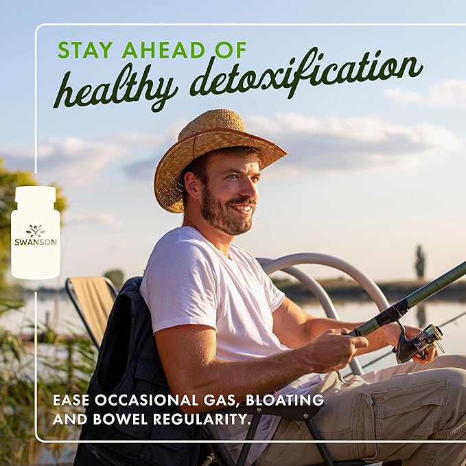 Swanson Activated Charcoal - Digestive Health Supplement - Aids Occasional Gas & Bloating - Offers Detoxification & Bowel Support - Helps Calm Stomach* - Non-GMO - 120 Capsules