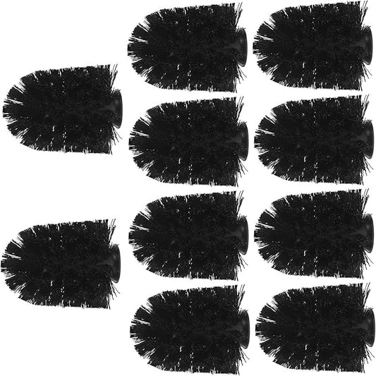 10pcs Heavy Duty Replaceable Toilet Brush Heads with Stainless Steel Base, Round Head Design Bathroom Cleaning Brush Refills for Home and Hotel Toilets