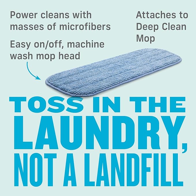 E-Cloth 4-Pack Deep Clean Mop Head, Microfiber Mop Replacement Head, Perfect Floor Cleaner for Hardwood, Laminate, Tile and Stone Flooring, Washable and Reusable, 100 Wash Promise