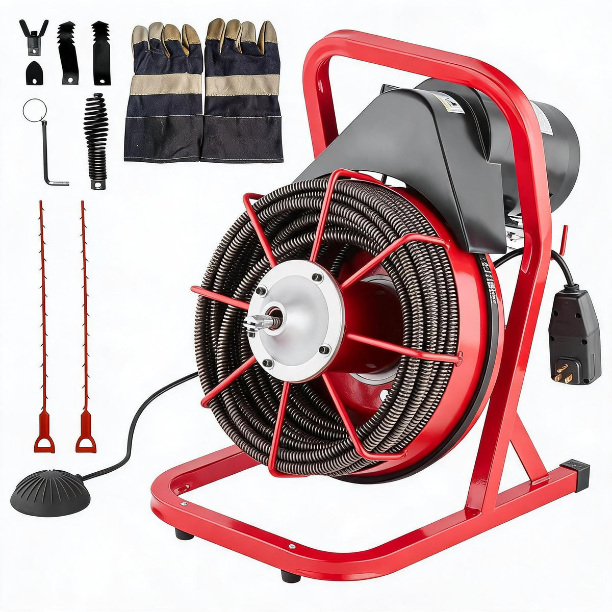 450W Electric Drain Cleaner, 75 ft x 1/2 in Manual Feed Drain - Image 1