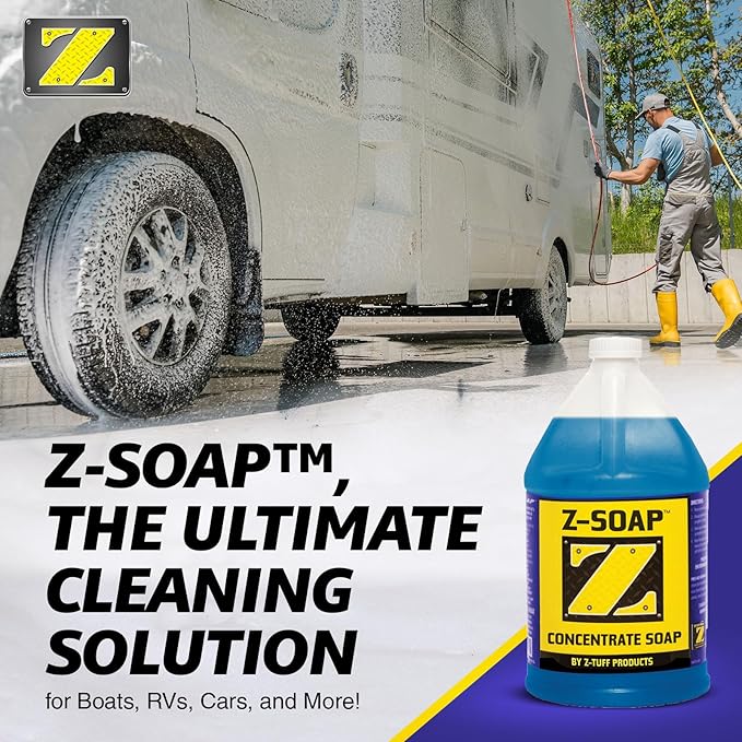 Z-TUFF PRODUCTS Soap Heavy-Duty Marine Soap for Boat Wash, RV and Car Cleaning, Remove Dirt, Stains, salt, Boat Cleaning Soap, Preserve Wax Coating - 1 Gallon Concentrated Soap