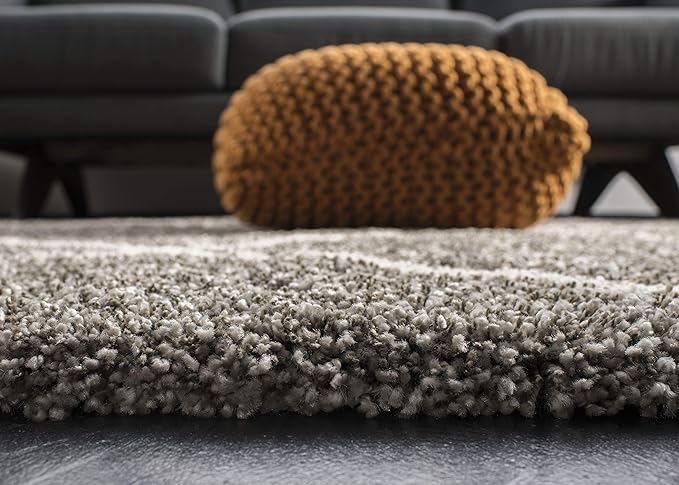 SAFAVIEH Hudson Shag Collection Runner Rug - 2'3" x 18', Grey & Ivory, Modern Trellis Design, Non-Shedding & Easy Care, 2-inch Thick Ideal for High Traffic Areas in Living Room, Bedroom (SGH281B)