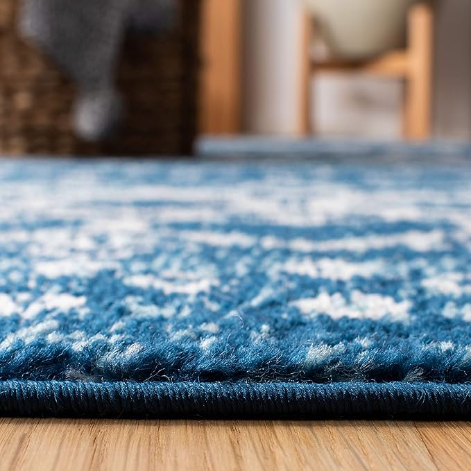 SAFAVIEH Amsterdam Collection Area Rug - 5'1" x 7'6", Navy & Beige, Moroccan Boho Design, Non-Shedding & Easy Care, Ideal for High Traffic Areas in Living Room, Bedroom (AMS108N)