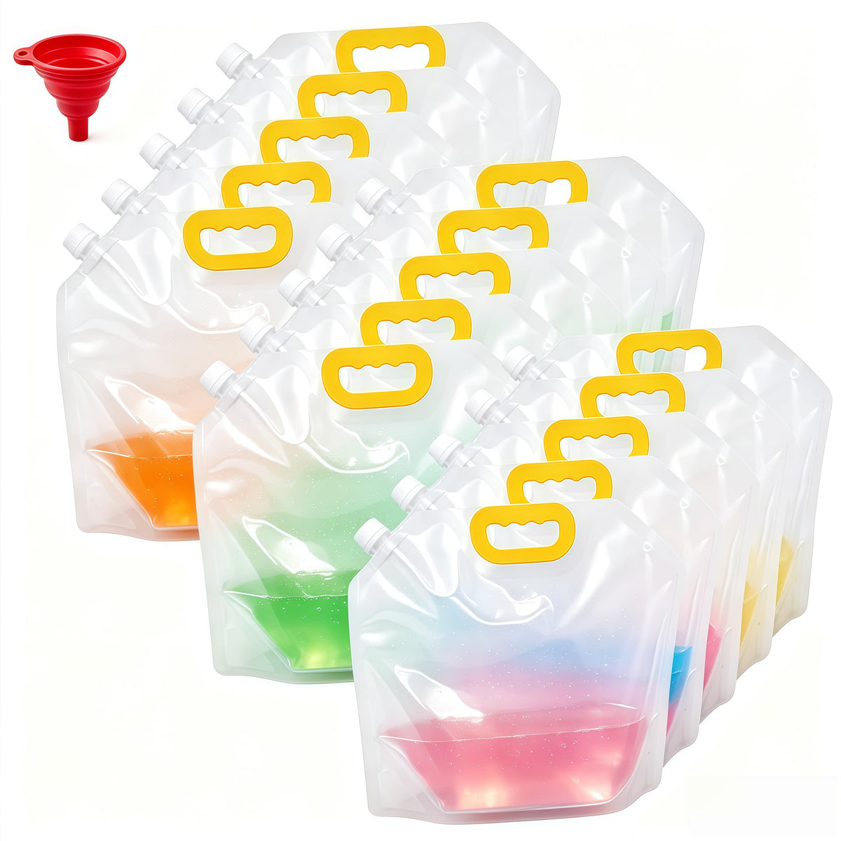 15 Pack Collapsible Water Bags, 1L Clear Portable Water - Image 1