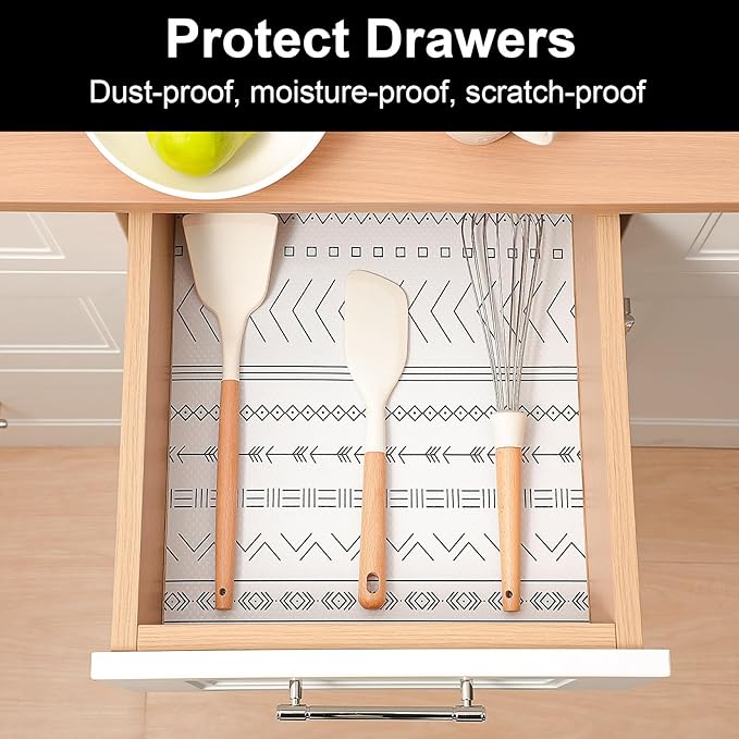 CooyesFridge Liners Shelf Liner for Kitchen Cabinets Refrigerator Liners Waterproof & Oil-Proof Kitchen Cupboard Liner Non Adhesive Drawer Mats EVA Material for Shelves（11.8" W x 360" L）