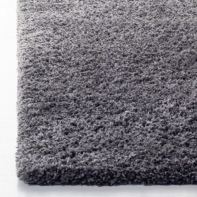 SAFAVIEH Fontana Shag Collection Area Rug - 6'7" x 9', Silver, Solid Design, Non-Shedding & Easy Care, 2-inch Thick Ideal for High Traffic Areas in Living Room, Bedroom (FNT800G)