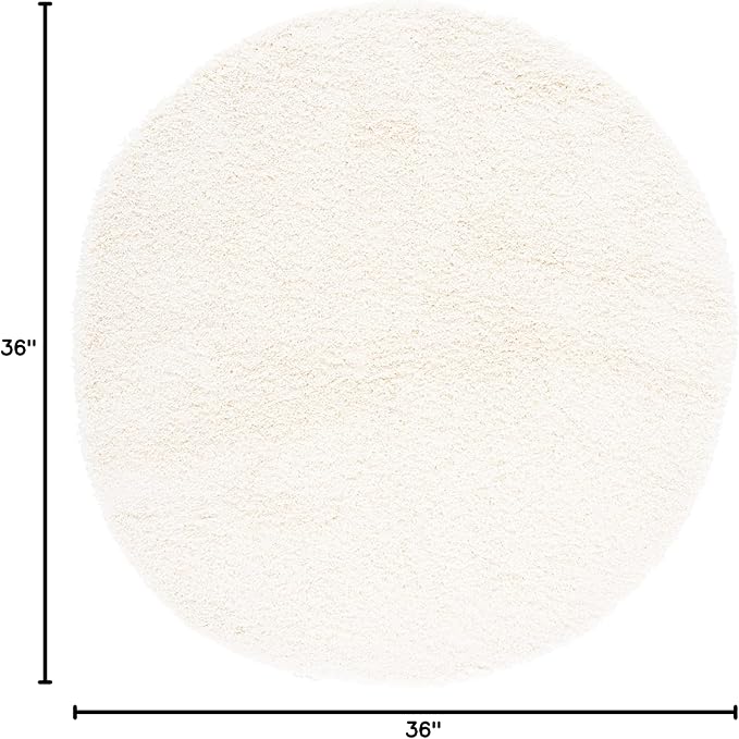 SAFAVIEH Santa Monica Shag Collection Accent Rug - 3' Round, Ivory, Non-Shedding & Easy Care, 2-inch Thick, Ideal for The Living Room, Dining Room, Bedroom (SGN725-1212-3R)