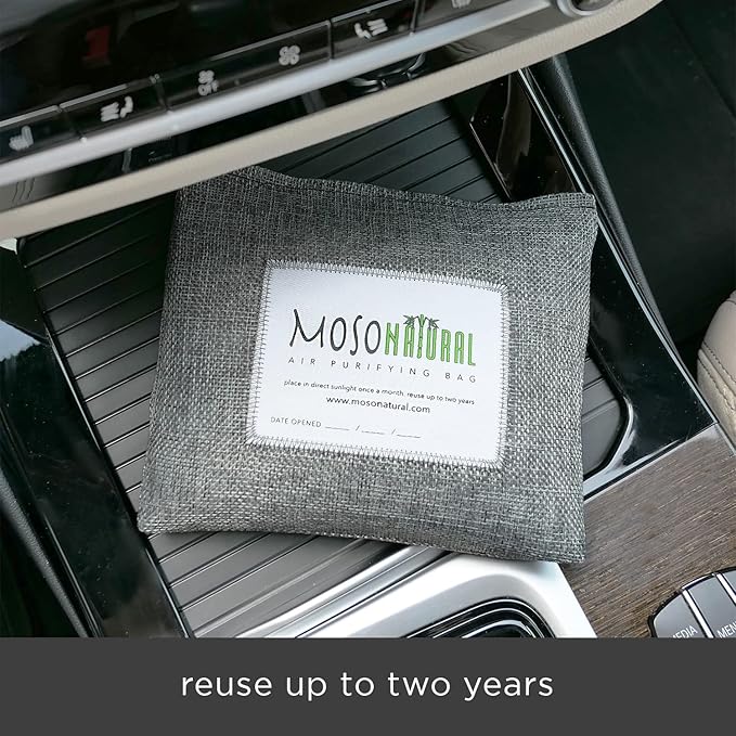 Moso Natural Scent-Free Odor Elimination Clean Car Set (1) Scent-Free Car Air Freshener Spray & (1) Moso Bamboo Charcoal Air Purifying Bag