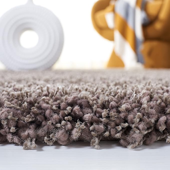 SAFAVIEH Santa Monica Shag Collection 9' x 12' Taupe SGN725 Solid Non-Shedding Living Room Bedroom Dining Room Entryway Plush 2-inch Thick Area Rug