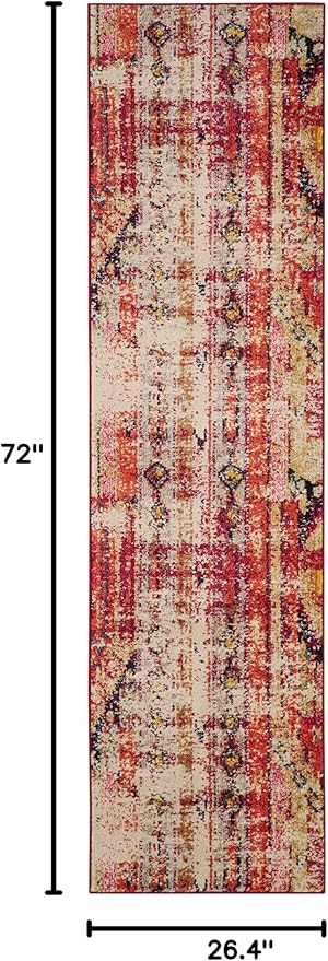 SAFAVIEH Monaco Collection Runner Rug - 2'2" x 6', Magenta & Multi, Boho Chic Tribal Distressed Design, Non-Shedding & Easy Care, Ideal for High Traffic Areas in Living Room, Bedroom (MNC222D)