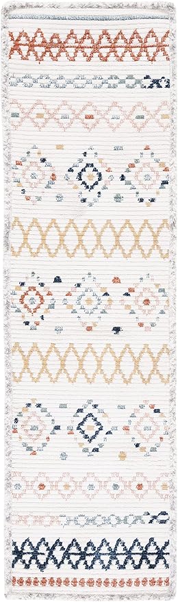 SAFAVIEH Marrakech Collection Runner Rug - 2'2" x 8', Ivory & Multi, Moroccan Boho Tribal Rustic Design, Non-Shedding & Easy Care, Ideal for High Traffic Areas in Living Room, Bedroom (MRK612A)