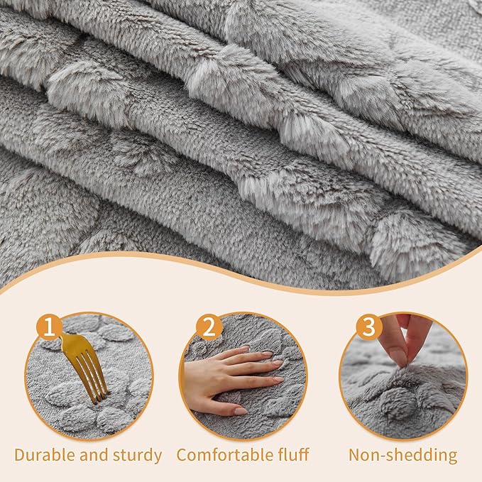 Waterproof Couch Cover for Dogs Washable,Fuzzy Pet Couch Covers for Sofa,Thick Soft Dog Mat Non-Slip Couch Covers for 3 Cushion Couch Sofa Pet Friendly (Grey, 23 * 23(2pcs))