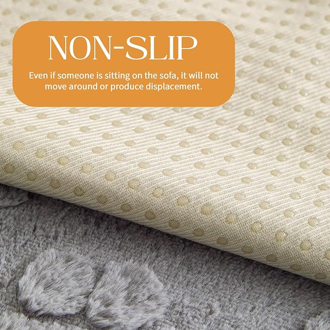 Waterproof Couch Cover for Dogs Washable,Fuzzy Pet Couch Covers for Sofa,Thick Soft Dog Mat Non-Slip Couch Covers for 3 Cushion Couch Sofa Pet Friendly (Grey, 35x82(1pc))
