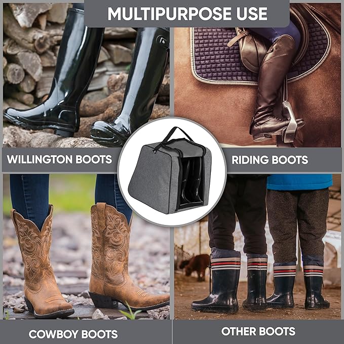 Shoe Bag Waterproof Sports Golf Boot Bag | Odor-Resistant Gym Kit Organiser Storage | Hiking Travel Dust-Proof Storage Bag for Wellington, Cowboy, Football, Rugby, Cricket Shoe (Grey)