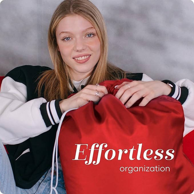 Nylon XL Laundry Bag - Locking Drawstring Closure and Machine Washable. These Bags will Fit a Laundry Basket or Hamper and Strong Enough to Carry up to Three Loads of Clothes (Red)