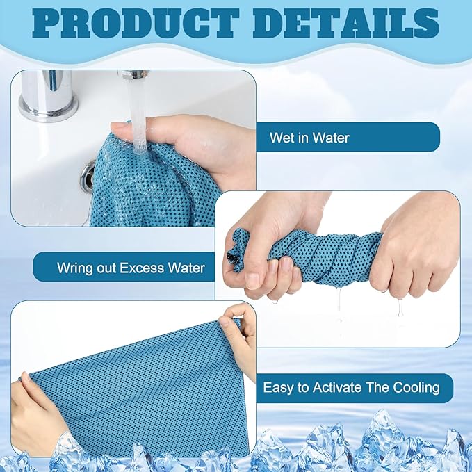 Honoson Cooling Towel Bulk - Neck & Face Cool Chilly Towels Microfiber Breathable Sport Sweat Rag for Gym, Yoga, Travel, Camping, Running, Outdoor