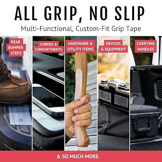 CATTONGUE GRIPS Non-Abrasive Grip Tape Wrap - 1” Thick Heavy-Duty, Waterproof Anti-Slip Tape for Wrapping Tools, Bats, Gym Equipment - Indoor & Outdoor Anti-Slip Solution (Black, 10ft)
