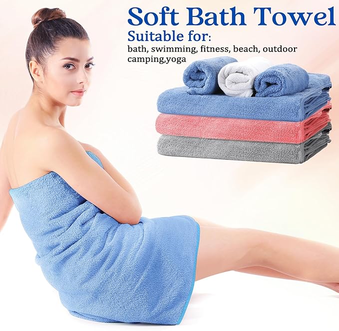 Moukeren 18 Pcs Microfiber Bath Towel Set 6 Bath Towels 6 Hand Towels 6 Washcloths Soft Coral Velvet Highly Absorbent Bathroom Towel for Fitness Sports Yoga Travel(Classic Colors)