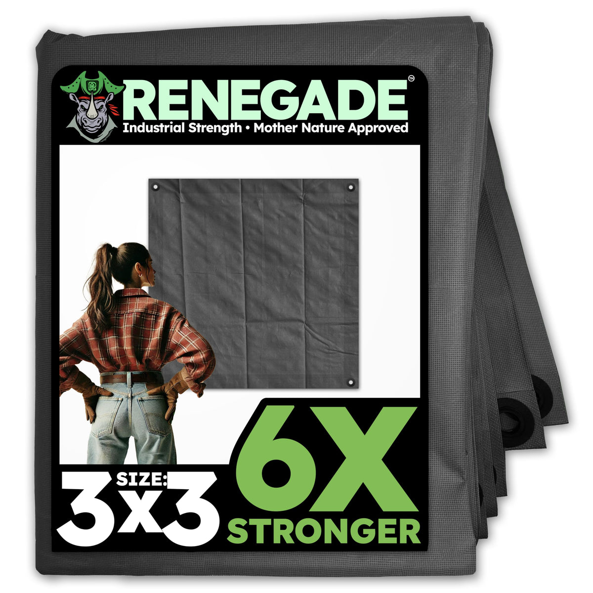 Renegade Heavy Duty Waterproof Tarp, 3 x 3 ft, Black - Image 1
