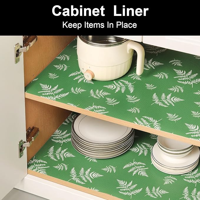 Cooyes Shelf Liner Drawer Liners, Shelf Liners for Kitchen Cabinets, Non-Adhesive Cabinet Liner, EVA Waterproof Non-Slip Refrigerator Liners for Kitchen Drawers（11.8" W x 118" L）