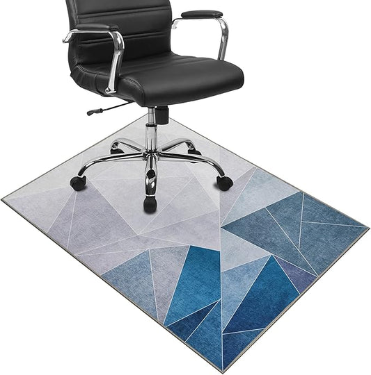 Chair Mat for Hardwood Floor,36"*48" Highly Premium Quality Desk Chair Mat - 2.15lbs Anti-Slip Chair Rug Mat for Low-Pile Carpet Office Home Laminate Floor Blue Grey