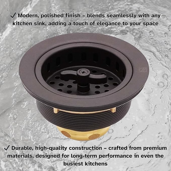 Westbrass D213-12 3-1/2" Wing Nut Twist Style Large Kitchen Sink Basket Strainer, Oil Rubbed Bronze