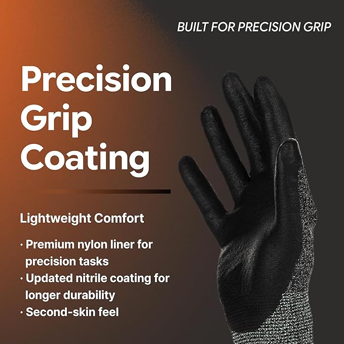 DEX FIT Nylon Work Gloves FN320, 3D Comfort Fit, Power Grip, Lightweight & Breathable, Touchscreen, Gardening, Yard Work, Warehouse, Delivery Driver Gloves; Green 7 (S) 3 Pairs