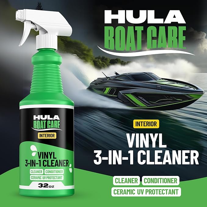 Hula 3-in-1 Boat Vinyl Cleaner, Conditioner and UV Protectant, 32oz — Marine Vinyl Protectant, Boat Seat Conditioner, Made in USA