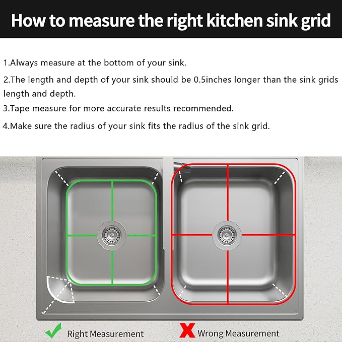 2Pack Sink Protectors for Kitchen Sink 13" x 11-5/8", 304 Stainless Steel for Kitchen Sink Grate With Center Drain, Sink Grate Sink Rack for Bottom of Sink with 2Pack Sink Strainers
