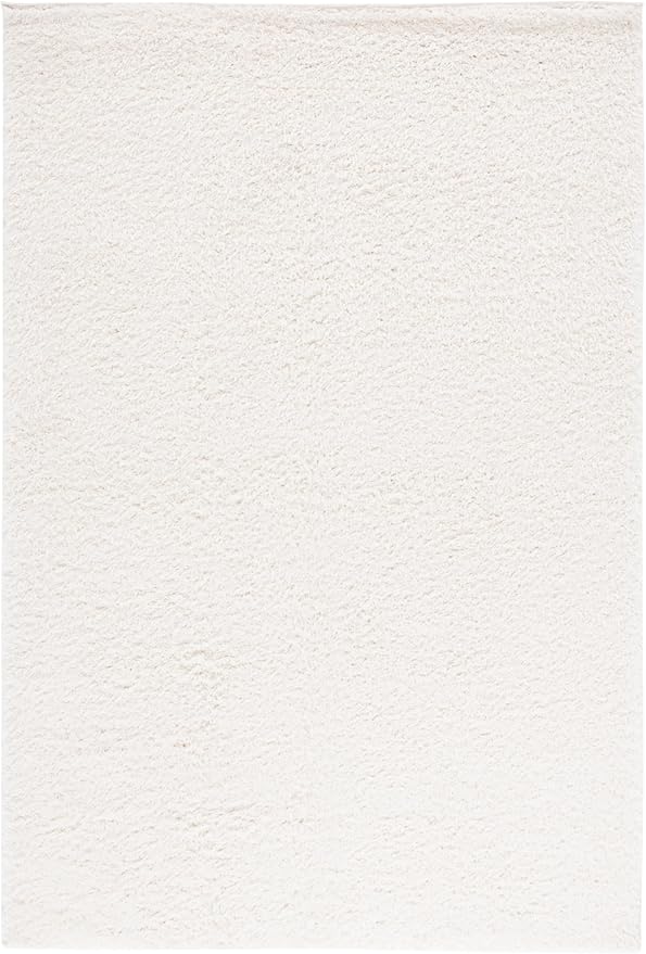 SAFAVIEH Lindsay Shag Collection Area Rug - 5'3" x 7'6", Ivory, Solid Design, Plush 1.8-inch Thick, Ideal for High Traffic Areas in Living Room, Bedroom, Dining Room (LNS560A-5)