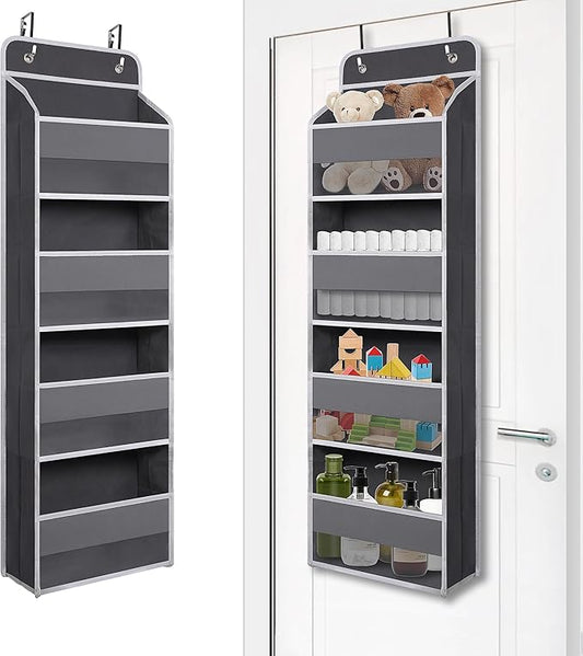 Giraffe Creation Over Door Organizer with 4 Large Capacity Pockets, Heavy Duty Hanging Organizer Storage for Closet Bathroom Nursery Bedroom Dorm, Toys Cosmetics Sundries and Baby Essentials, Gray