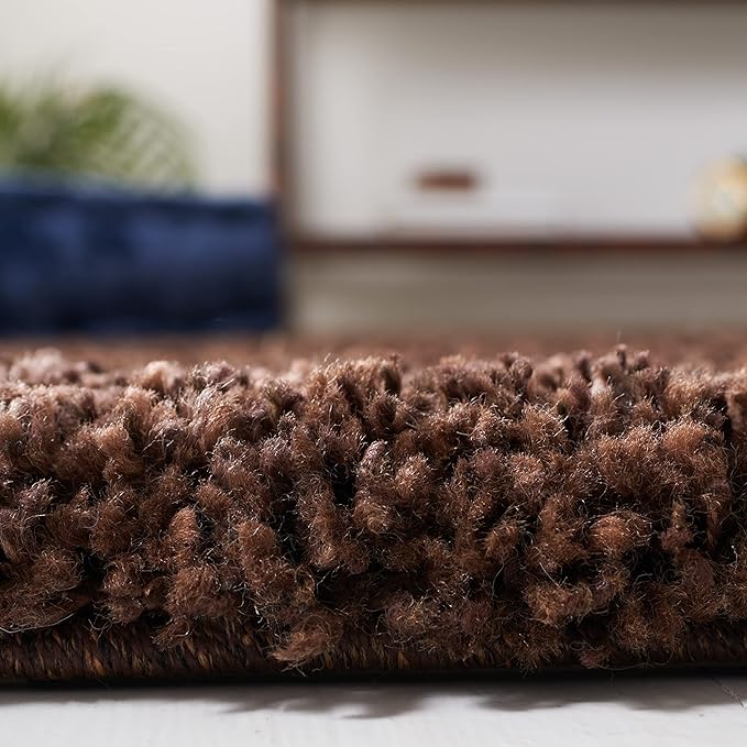 SAFAVIEH Santa Monica Shag Collection 5'3" x 7'6" Brown SGN725 Solid Non-Shedding Living Room Bedroom Dining Room Entryway Plush 2-inch Thick Area Rug
