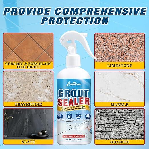 Grout Sealer, Waterproof Grout Sealant Spray, Tile Grout Sealer, Long Lasting Clear Grouts Sealers for Shower Tile, Floors, Protect Marble, Ceramic and Granite Surface Grout Cleaner 200ML