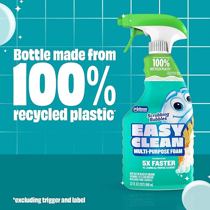 Scrubbing Bubbles Easy Clean Foaming Bleach-Free Bathroom All Purpose Cleaner, Cleans Limescale, Dirt and Grime on Showers, Sinks, Toilets, Tiles, Counters, 32oz Spray (Pack of 2)