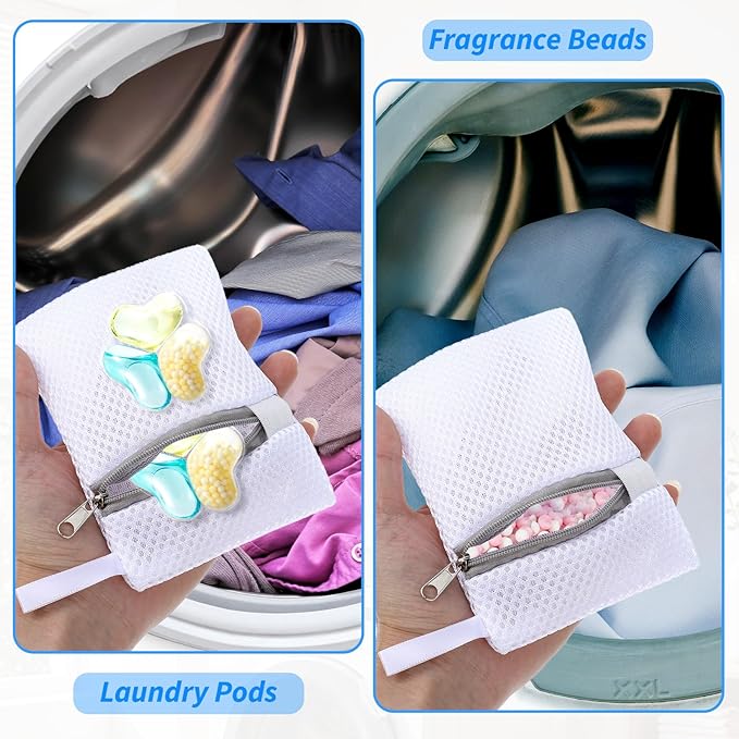 4 Pcs Laundry Pod Anti-Sticking Bag, Polyester Scent Beads Wash Bag, Small Mesh Laundry Bags for Most Washing Machine(5.1 x 3.9 Inch)