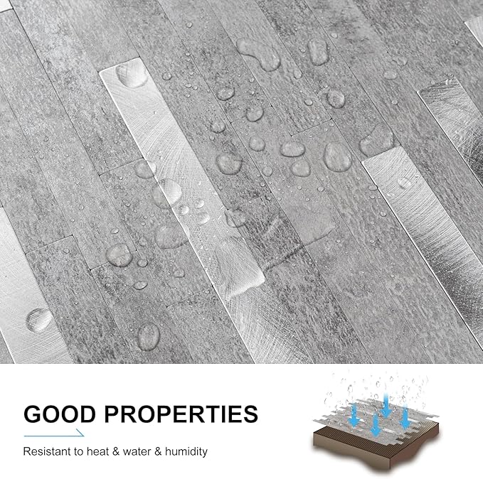 Peel and Stick Backsplash Tiles for Kitchen, 10 Sheet Waterproof PVC Marble Wall Tiles, Self Adhesive Easy DIY Stick On Backsplash for Bathroom RV Laundry Room, Grey Slate, 9.2 Sq Ft