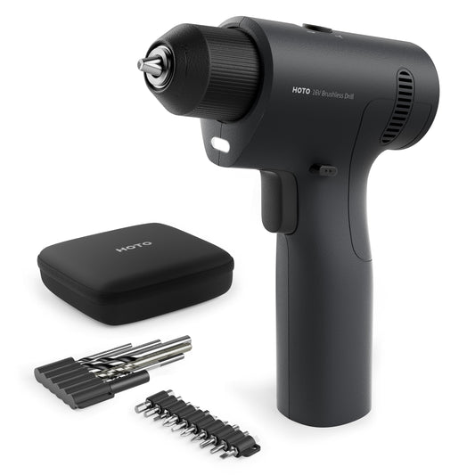 HOTO 16V Cordless Drill Set, 50 N·m Brushless Power Drill - Image 1