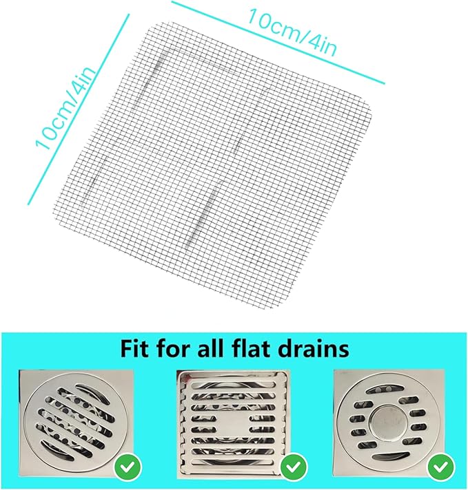 20 Pcs Disposable Shower Drain Hair Catcher Mesh Stickers, Bathroom Drain Trap Fine Mesh Kitchen Drain Strainer, Fits Dishwasher, Microwave, Freezer, Refrigerator