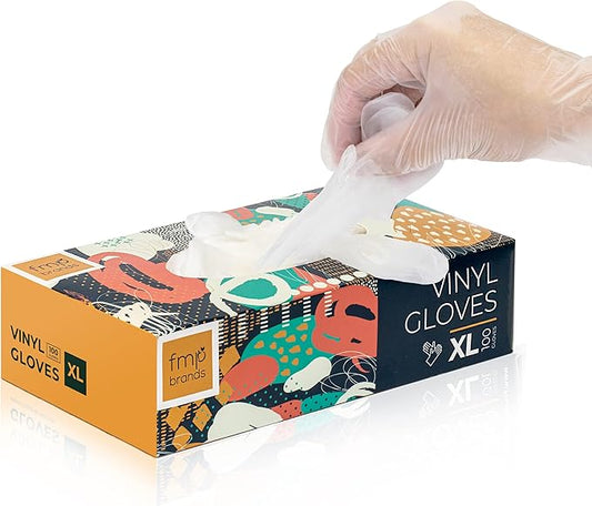 Fit Meal Prep 100 Pack Disposable Latex Free Extra Large XL Vinyl Food Prep Gloves - Powder Free, Ideal for Kitchen, Bathroom, Household, Gardening