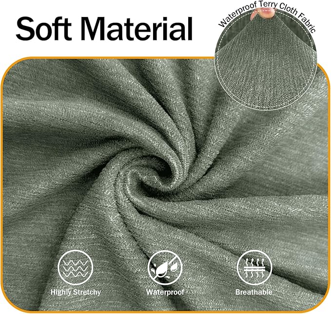 Waterproof Stretch Spandex Loveseat Couch Cover - Non-Slip Soft Sofa Slipcover with Elastic Bottom, Washable Leakproof Furniture Protector for Kids, Pets, Dogs & Cats (Loveseat, Green)