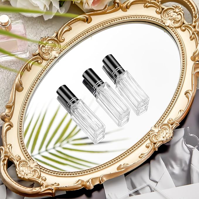 Domensi 30 Pcs 8 ml Empty Glass Perfume Bottles Bulk - Black Refillable Cologne Spray Atomizer with Pump, for Travel, Skincare, Haircare, Cleaning & DIY Essentials