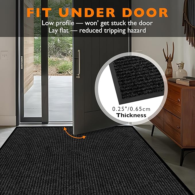 Custom Size Extra Large Front Door Mat, 2FT x 31FT Indoor Outdoor Entrance Commercial Floor Mat, Heavy Duty Dirt Trapper Doormat for Entryway Welcome Mat, Low Profile, Non-Slip, Waterproof