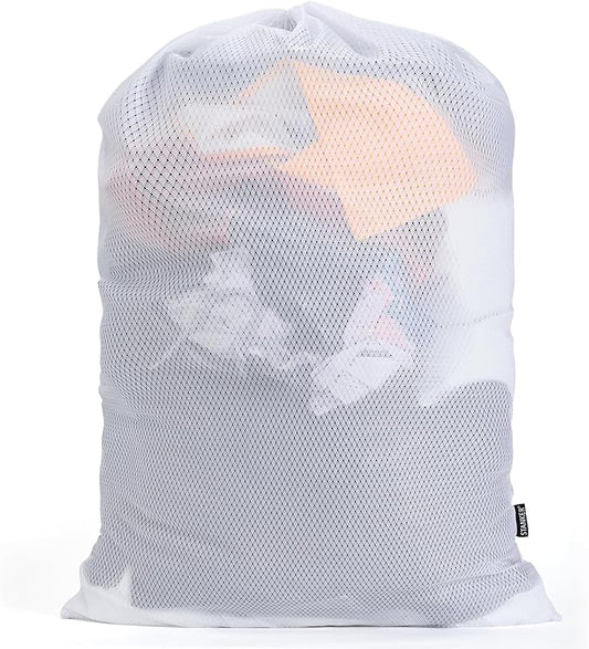 1Pack XL Heavy Duty Mesh Laundry Bag, Machine Washable Large Dirty Clothes Organizer with Drawstring, Fits Laundry Baskets or Hampers Essentials for Dorm, College, Travel, Camp, Sport - 24" x 36"