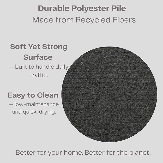 iCustomRug Ribbed Entryway Door Mat – 3'x8' Brown, Indoor/Outdoor, Non-Slip TPR Rubber Backing, Low-Profile All-Weather Carpet, Non-Shedding & Easy Care, Utility Rug Ideal for High Traffic Areas