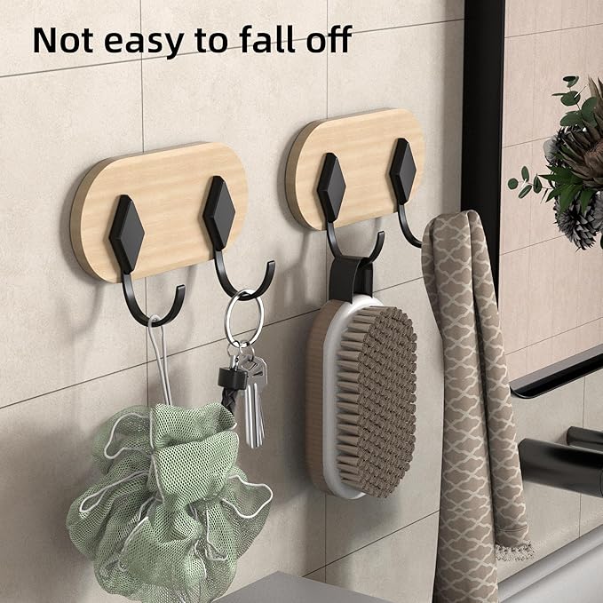 Kayqi 17 lbs (Max) Self-Adhesive Aluminum Alloy Hooks for Bath, Kitchen, Bar, Office, Simple and Versatile, (Pack of 3)