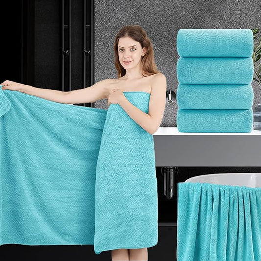 4 Piece Extra Large Bath Towel 35"x70" Oversized Bath Sheet Bath Towel Set for Bathroom Ultra Soft Cozy Highly Absorbent Quick Dry Bathroom Towel for Spa Gym Hotel,Shower Towel for Daily Use,Aqua Teal