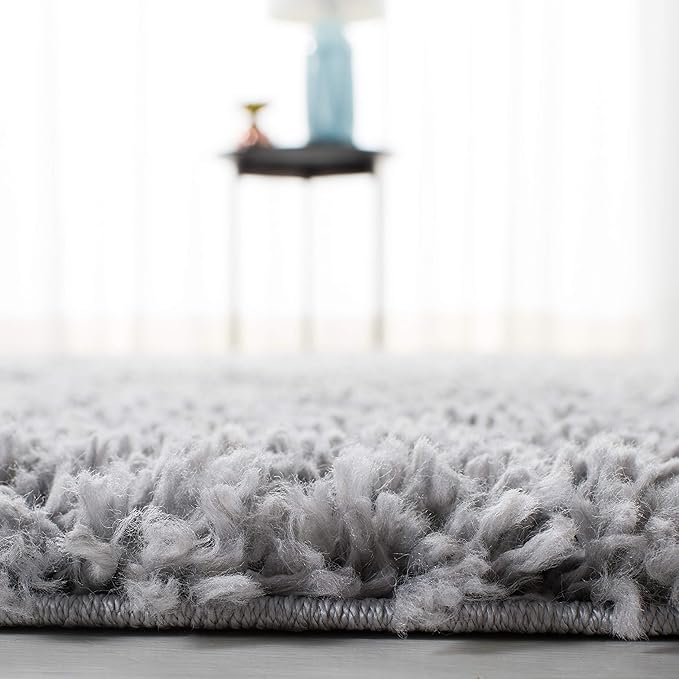 SAFAVIEH August Shag Collection Runner Rug - 2' x 11', Silver, Solid Design, Non-Shedding & Easy Care, 1.5-inch Thick Ideal for High Traffic Areas in Living Room, Bedroom (AUG200G)