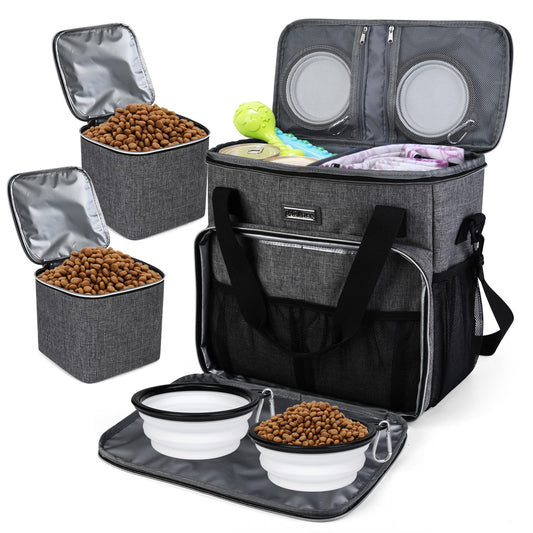 Dog Travel Bag with 2 Food Containers & 2 Collapsible - Image 1