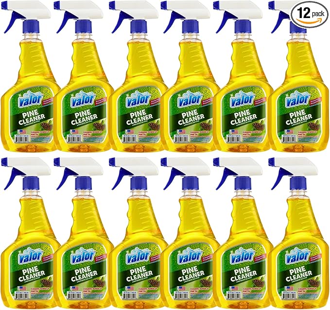 Valor Pine All-Purpose Cleaner with Trigger Sprayer, 32 fl oz – Multi-Surface Household Cleaner, Powerful Degreaser, Biodegradable, Fresh Pine Scent, Kitchen & Bathroom Use (32 Fl Oz (Pack of 12))